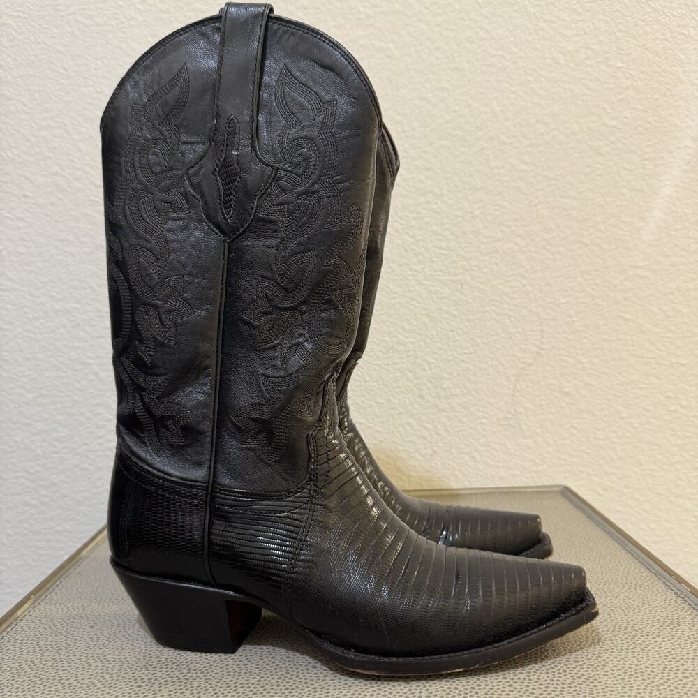 Resistol Ranch Womens Black Lizard Skin Snip Toe Cowboy Boots 6 B